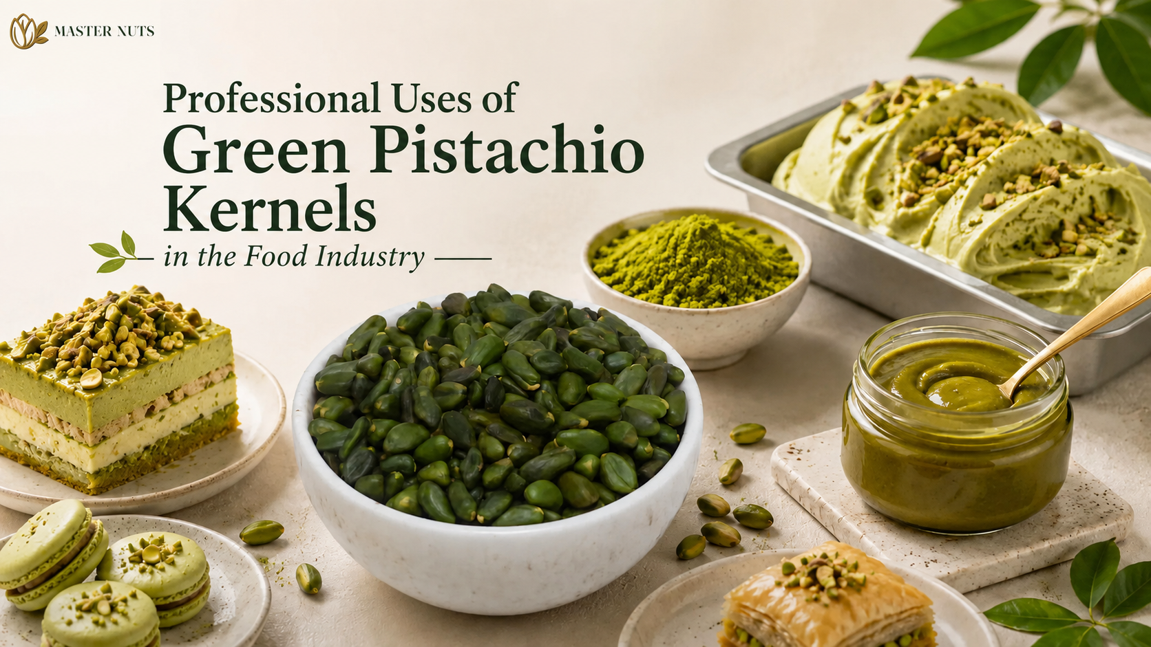 Professional uses of green pistachio kernels by food industry