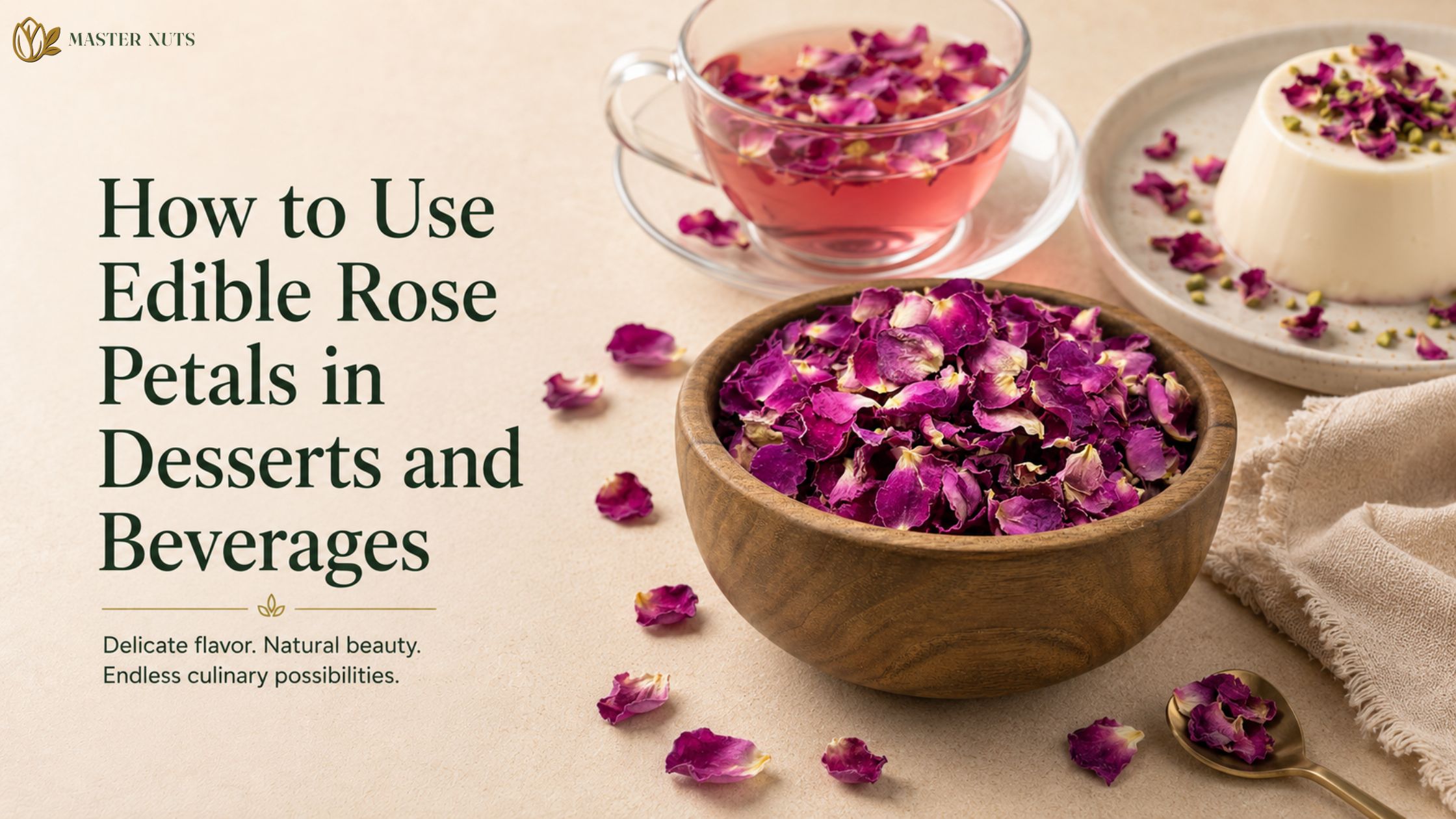 How to use edible rose petals in desserts and beverages
