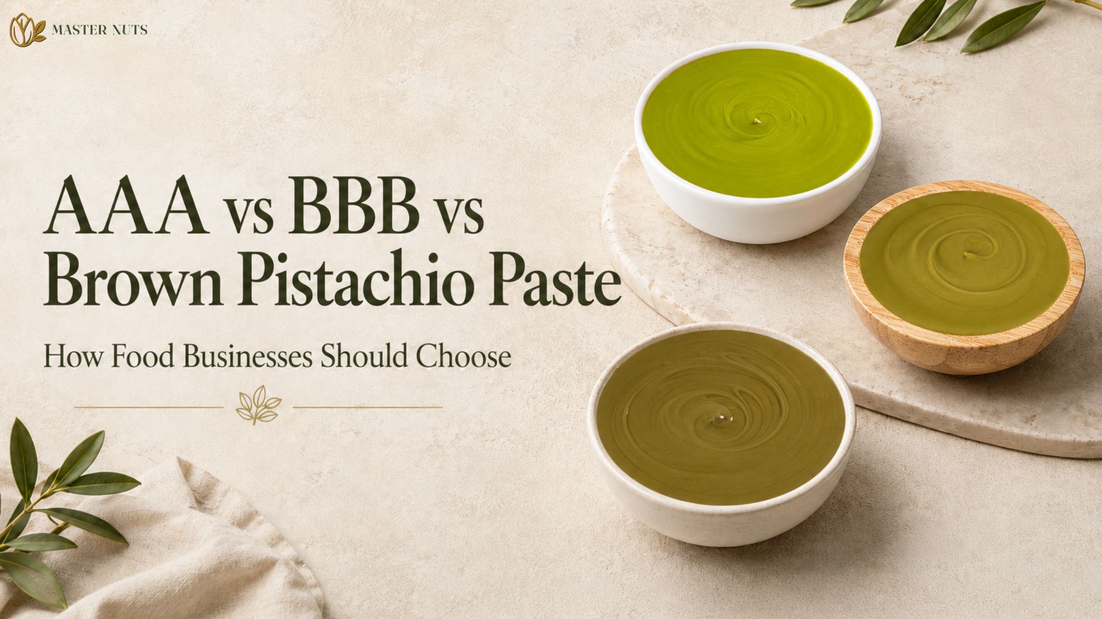 AAA vs BBB vs Brown pistachio paste: how food businesses should choose