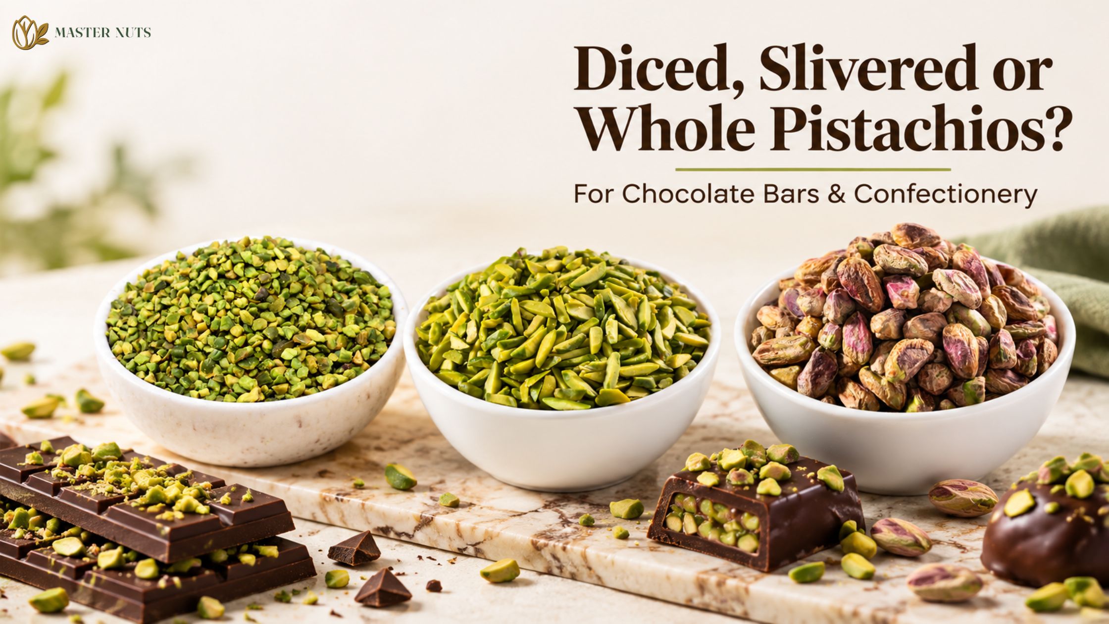Diced, Slivered or Whole Pistachios for Chocolate Bars and Confectionery?