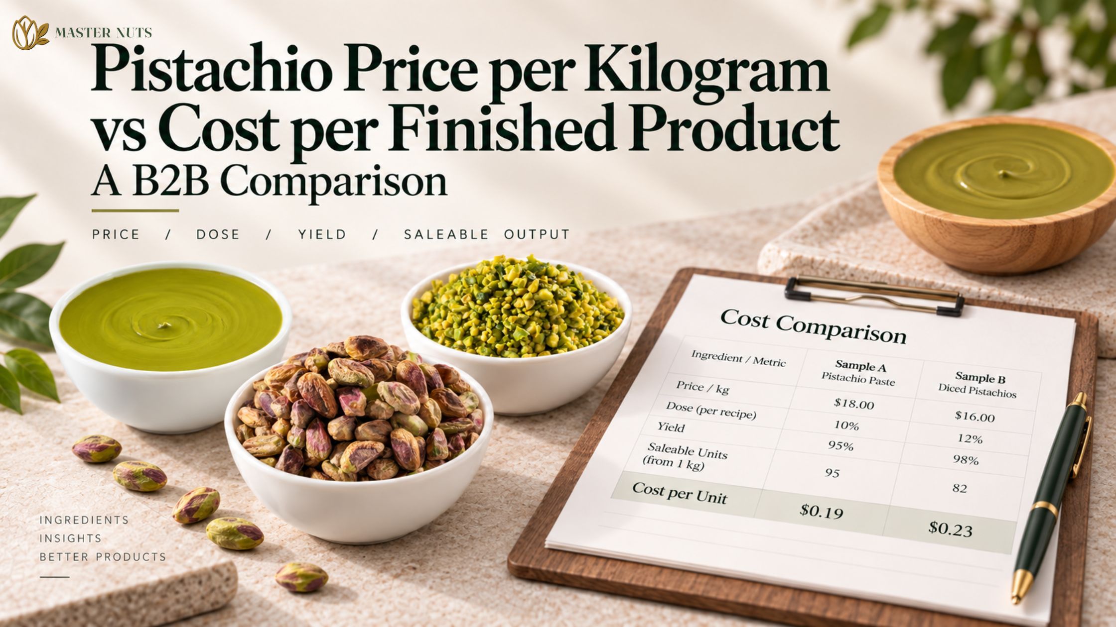 Pistachio Price per Kilogram vs Cost per Finished Product: A B2B Comparison