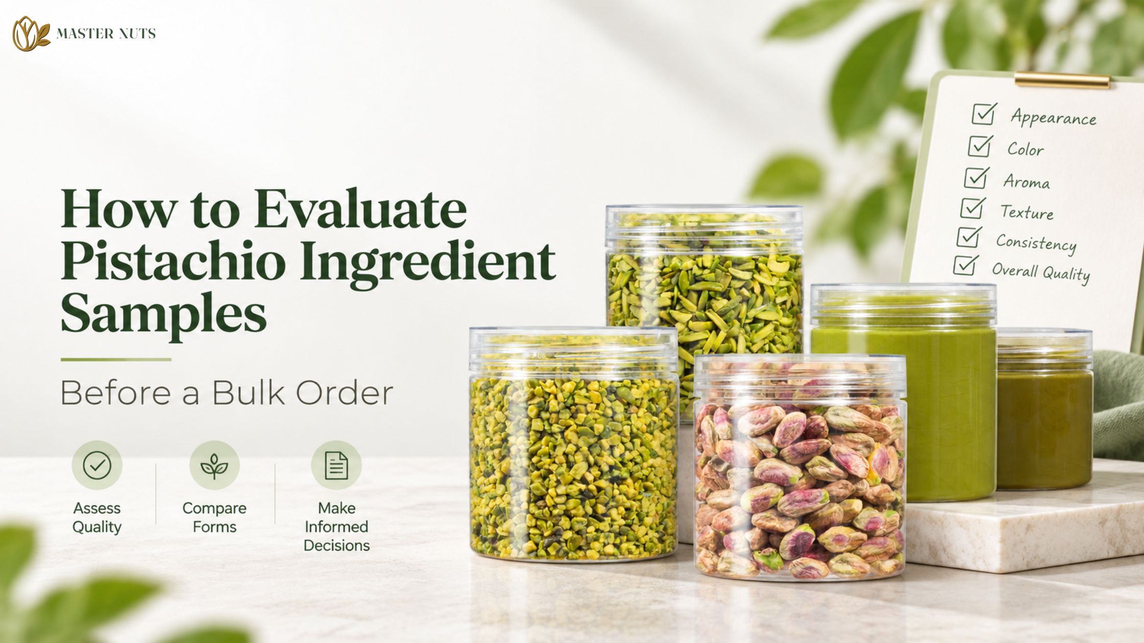 How to Evaluate Pistachio Ingredient Samples Before a Bulk Order