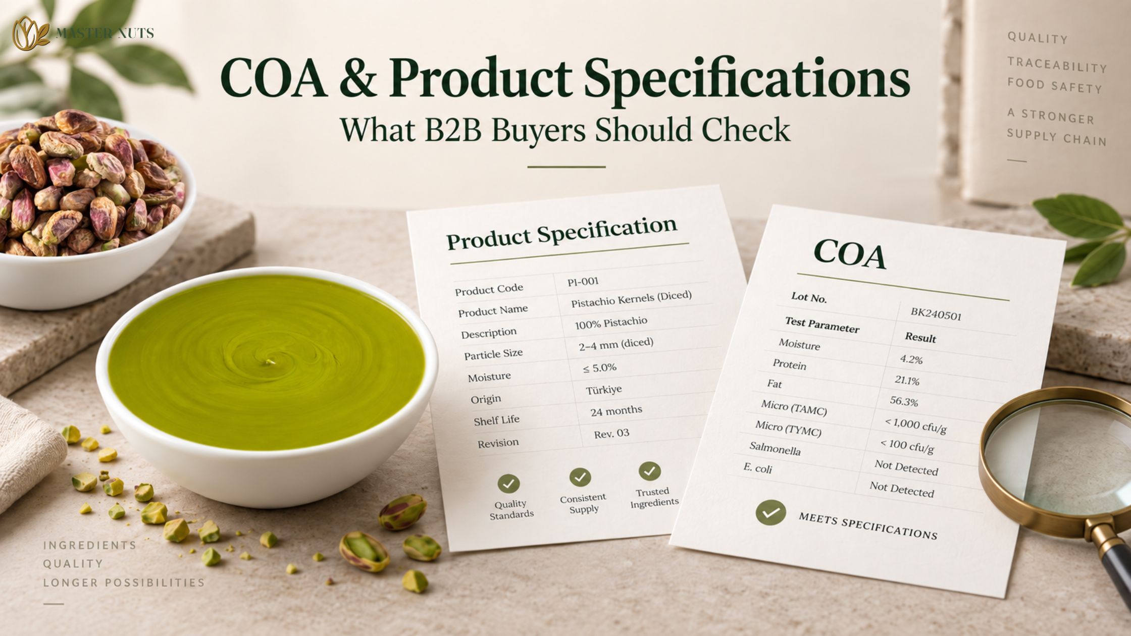COA and Product Specifications for Pistachio Ingredients: What B2B Buyers Should Check